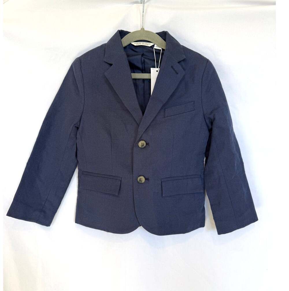NWT Janie and Jack Boy's Linen Cotton Navy Blue Blazer Sport Coat 5T